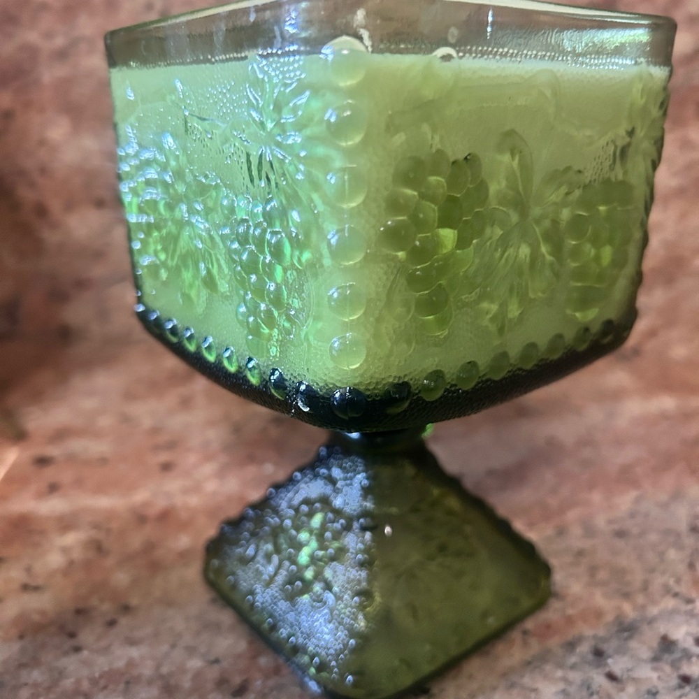 Hand poured soy wax candles in vintage glass